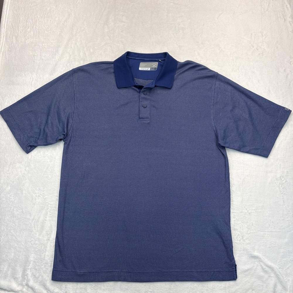 Cutter & Buck CB DryTec Polo Shirt Mens XXL Blue Micro Check Golf